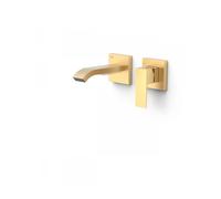 Grifo monomando de pared para lavabo con cascada y acabado oro mate Cuadro Exclusive TRES