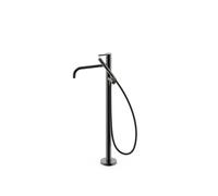 Grifo monomando de pie con teleducha y maneta para bañera acabado negro metalizado STUDY EXCLUSIVE TRES - Con base empotrable