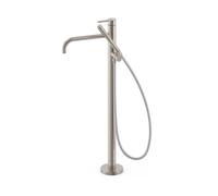 Grifo monomando de pie para bañera con maneta y teleducha acabado acero STUDY EXCLUSIVE TRES - Sin base empotrable