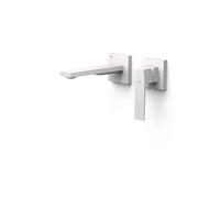 Grifo monomando empotrado para lavabo con junta antihumedad y caño con acabado blanco mate Slim TRES - Con cuerpo empotrable