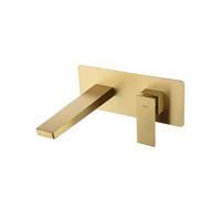 Grifo monomando empotrado para lavabo hecho de latón con acabado oro cepillado Pisa de Imex - Sin válvula click-clack
