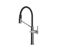 Gessi HABITO Semiprofessionale Chrome - 60664#031 Grifo monocomando Fregadero | Grifo giratorio, Acero cepillado, Altura 300 mm