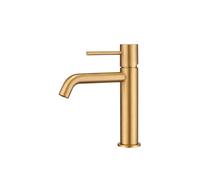 Grifo monomando lavabo cartucho de 25 mm fabricado en latón con acabado oro cepillado Monza de Imex - Oro / Con válvula click-clack oro cepillado