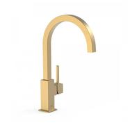 Grifo monomando moderno para fregadero con caño curvo en oro mate TRES