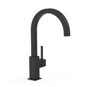 Grifo monomando moderno para fregadero con caño curvo y acabado negro TRES