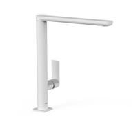 Grifo monomando moderno para fregadero con caño recto acabado blanco TRES