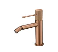 Grifo monomando para bidé fabricado en latón con acabado oro rosa cepillado Line de Imex - Rosado / Sin válvula click-clack