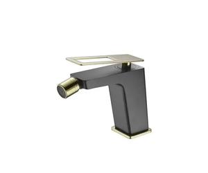 Grifo monomando para bidé fabricado en latón negro y oro con un caño recto Suecia de Imex - Sin válvula