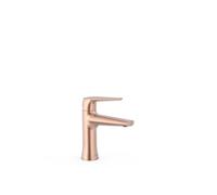 Grifo monomando para lavabo con aireador de silicona oculto de latón acabado oro rosa mate Fuji Tres
