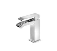 Grifo monomando para lavabo con caída de agua en cascada de latón con acabado cromado Cuadro TRES - Sin llave de regulación de filtro