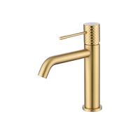 Grifo monomando para lavabo con tecnología cold open hecho de latón con acabado oro cepillado Genova de Imex - Oro / Con válvula click-clack oro cepillado