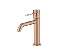 Grifo monomando para lavabo con tecnología cold open hecho de latón con acabado oro rosa cepillado Genova de Imex - Rosado / Sin válvula click-clack