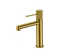 Grifo monomando para lavabo con un diseño moderno en color oro cepillado Line de Imex - Sin válvula