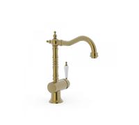 Grifo monomando para lavabo estilo vintage con aireador y acabado latón viejo mate CLASIC TRES