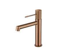 Grifo monomando para lavabo fabricado en latón con acabado oro rosa cepillado Line de Imex - Rosado / Sin válvula click-clack