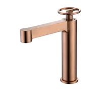 Grifo monomando para lavabo fabricado en latón con acabado oro rosa cepillado Olimpo de Imex - Rosado / Sin válvula click-clack
