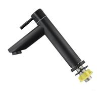 Grifo monomando para lavabo frío de acero inoxidable negro con rosca G1/2, acabado mate, con aireador de ahorro de agua para instalación de cocina, inodoro o lavadero