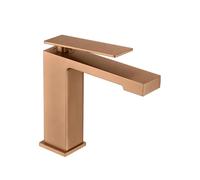 Grifo monomando sobre re para lavabo hecho de latón con acabado oro rosa cepillado Pisa de Imex - Rosado / Con válvula click-clack oro rosa cepillado