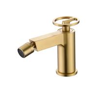 Grifo monomando sobre repisa para bidé fabricado en latón con acabado oro cepillado Olimpo de Imex - Oro / Con válvula click-clack oro cepillado