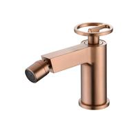 Grifo monomando sobre repisa para bidé fabricado en latón con acabado oro rosa cepillado Olimpo de Imex - Rosado / Con válvula click-clack oro rosa cepillado