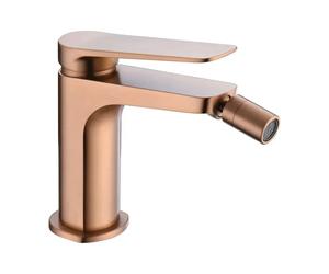 Grifo monomando sobre repisa para bidé hecho de latón con acabado oro rosa cepillado Napoles de Imex - Rosado / Sin válvula click-clack