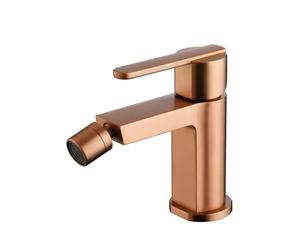 Grifo monomando sobre repisa para bidé hecho de latón con acabado oro rosa cepillado Roma de Imex - Rosado / Sin válvula click-clack