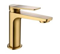 Grifo monomando sobre repisa para lavabo de latón con acabado oro cepillado Napoles de Imex - Oro / Con válvula click-clack oro cepillado