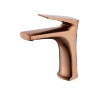 Grifo monomando sobre repisa para lavabo fabricado en latón con acabado oro rosa cepillado Delos de Imex