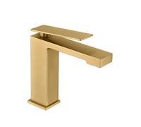 Grifo monomando sobre repisa para lavabo hecho de latón con acabado oro cepillado Pisa de Imex - Sin válvula click-clack