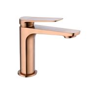 Grifo monomando sobre repisa para lavabo hecho de latón con acabado oro rosa cepillado Napoles de Imex - Rosado / Sin válvula click-clack