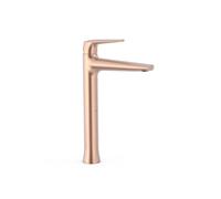 Grifo monomando XXL para lavabo con aireador de silicona acabado oro rosa mate de latón Fuji Tres