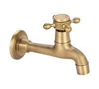 Grifo Montado en la Pared, Grifo de Latón Macizo Vintage, Grifo de Agua Fría de una Sola Palanca para Lavabo, Baño, Jardín, Grifo de Lavadora(largo)