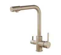 Grifo Osmosis 3 Vias, Grifos Cocina Fregadero, Giratorio 360°, Grifo de Cocina de Osmosis Potable con 2 Palancas, Grifos Cocina Fregadero 3 en 1 para Filtro de Agua Beige