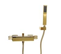 Grifo para bañera, cascada, grifo de pared, juego de grifo doble, manguera de acero inoxidable 304, dorado, ducha de mano, adecuado para aguas, hoteles, pensiones,