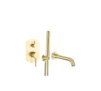 Grifo para bañera con alcachofa de mano y maneta monomando de acabado dorado Duero de Valaz