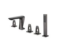 Grifo para bañera, juego de ducha de baño montado en cubierta de 5 piezas, grifo mezclador para lavabo de ducha de mano de latón, grifo para fregadero de bañera generalizado(Nero)
