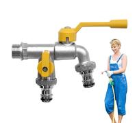 Grifo Para Exteriores: Aguas De Doble Salida De Latón, Accesorio De Conector Doble Con Válvula De Espita, Construcción De Metal Resistente A La Descomposición, De Distribución De Flujo Suave,