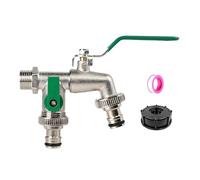 Grifo para exteriores, grifo de agua de jardín, grifo anticongelante para lavadora con 2 tomas, grifo de repuesto para tubería de riego, accesorio de fontanería para césped, lavandería, garaje, baño