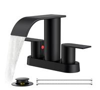 Grifo para Fregadero de baño de níquel Cepillado, grifos de baño centrales de 4 Pulgadas con desagüe emergente de Metal y Manguera CUPC para Lavabo, tocador, RV, Pedestal de 2 o 3 Agujeros