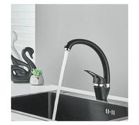 Grifo para Fregadero de Cocina con manija Hueca, caño Curvo, Giratorio, de un Solo Orificio, para Montaje en Cubierta, Mezclador de Agua Caliente y fría (Punto Negro)