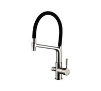 Grifo para fregadero de cocina con rociador desplegable, grifos de agua potable, grifo purificador de filtro de agua de arco alto moderno de doble manija para ósmosis inversa o sistema de filtración