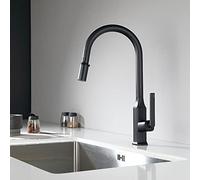 Grifo para fregadero de cocina con rociador extraíble, grifos de cocina extraíbles de una sola manija, grifo mezclador moderno de agua fría y caliente de un solo orificio de arco alto, para fregadero