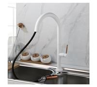 Grifo para fregadero de cocina, giratorio, extraíble, pintado en blanco y negro, montado en la cubierta, control de una sola manija, grifos mezcladores de agua fría y caliente, grifo de baño