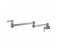 Grifo para fregadero de cocina, Grifo de llenado de olla con válvula de cierre doble montado en la pared con manijas de palanca de caño oscilante de doble articulación de 22"(Brushed Stainless)