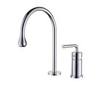 Grifo para lavabo de baño con forma de gota de agua, mezclador de lavabo con diseño de arco montado en la cubierta, grifos de tocador, grifo de lavabo de latón con una sola manija de 2 orificios con