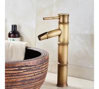 Grifo para lavabo de baño de latón antiguo, G1/2 pulgadas, latón de un solo agujero, montado en la cubierta, grifo para lavabo, para cocina, baño, familia, hotel (L)