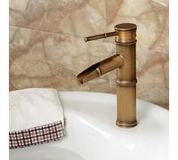 Grifo para lavabo de baño, grifo de baño antiguo, grifos de lavabo de latón, recipiente de estilo retro europeo, grifo alto de bambú para fregadero, grifo mezclador de agua fría y caliente, grúa