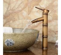 Grifo para lavabo de baño, grifo de baño antiguo, grifos de lavabo de latón, recipiente de estilo retro europeo, grifo alto de bambú para fregadero, grifo mezclador de agua fría y caliente, grúa
