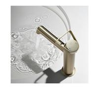 Grifo para Lavabo de baño, Grifo para Lavabo de baño con una Sola manija, grifos para Lavabo mezcladores de Agua fría y Caliente con tocador de latón para baño, Dorado