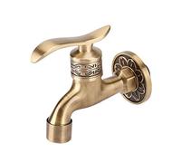 Grifo para lavabo, grifo para lavadora de latón macizo, estilo antiguo, montaje en pared, grifo de agua fría para lavandería, lavabo, decoración del hogar